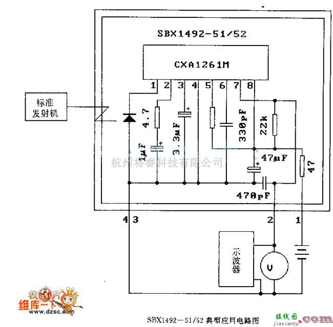 遥控发射中的SBXl492—51／52 典型应用电路图  第1张