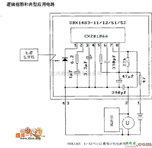 遥控发射中的SBX1483—11／12／51／52 典型应用电路图  第1张