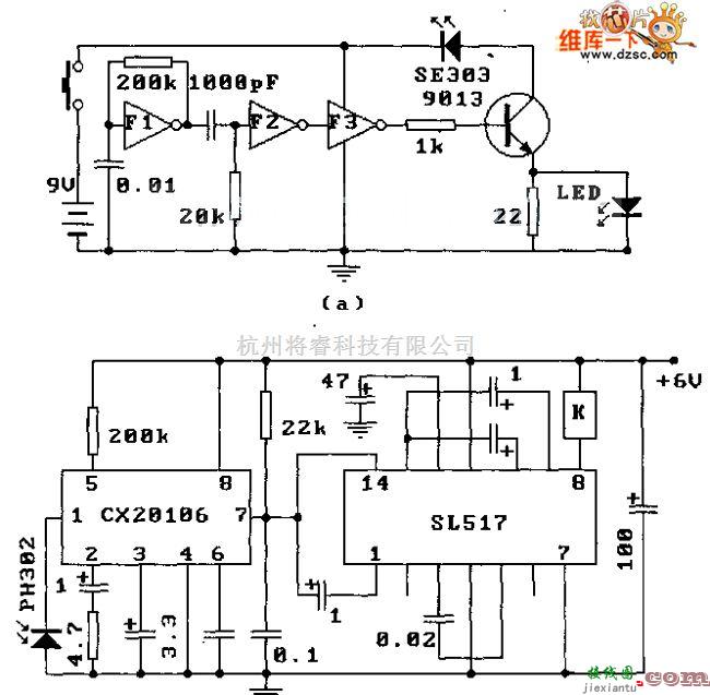 遥控发射中的SL517 典型应用电路图  第1张