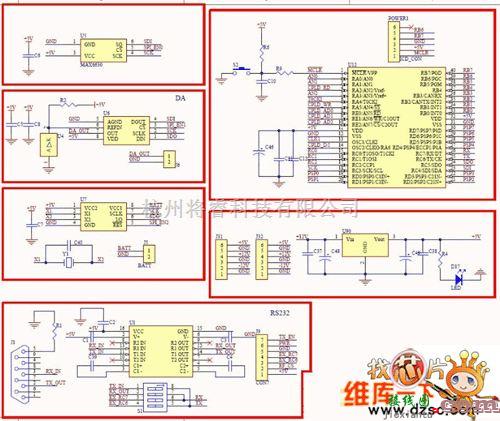 综合电路中的DA-串口-电源-MCU电路图  第1张