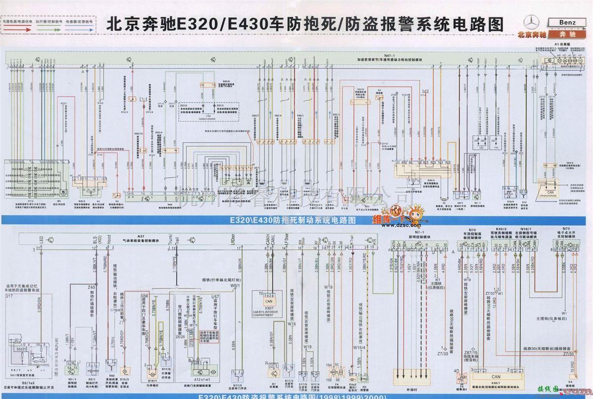 奔驰中的北京奔驰E320、E430车防抱死、防盗报警系统电路图  第1张