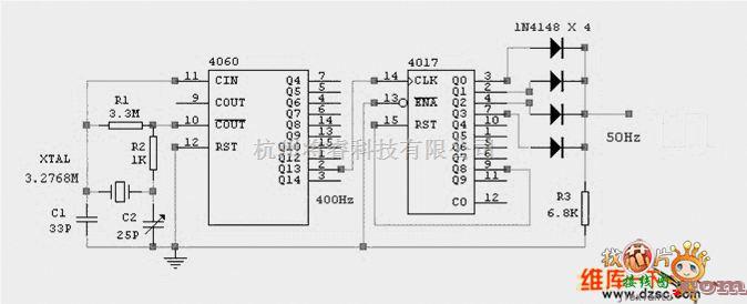 遥控电路中的50Hz时基信号发生器电路图  第1张