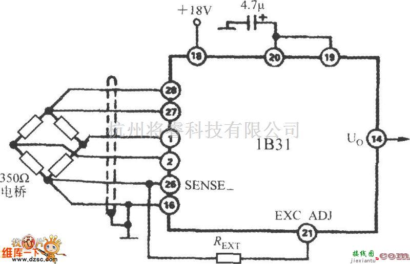 传感信号处理中的提升激励电压（宽带应变信号调理器1B31）电路图  第1张