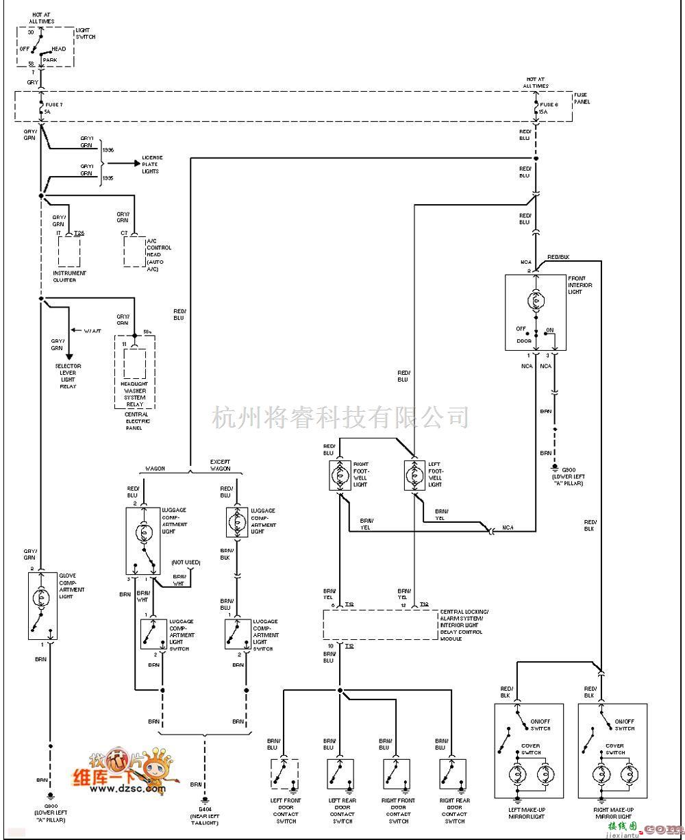 奥迪中的奥迪门控灯基本电路图  第1张