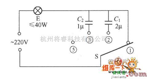 开关电路中的电容式变光开关电路图  第1张