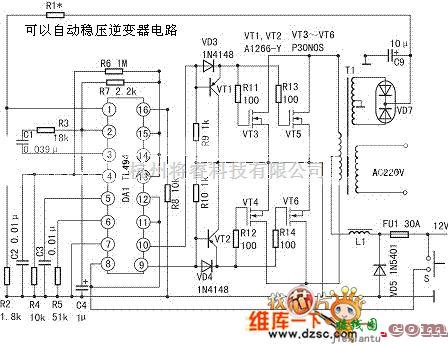 稳压电源中的可自动稳压逆变电源电路图  第1张