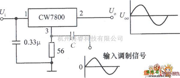 稳压电源中的集成稳压器CW7800构成的功率调幅器电路图  第1张