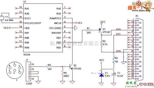 接口电路中的25针串行PIC接口电路图  第1张