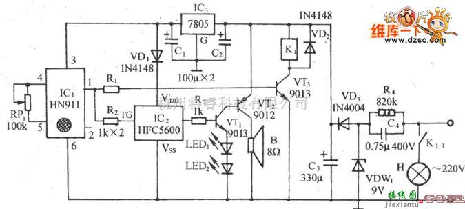 语音电路中的采用HN911的语音控制电路图  第1张
