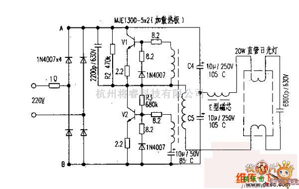 电子镇流器中的MJE13005×2电子镇流器电路图  第1张