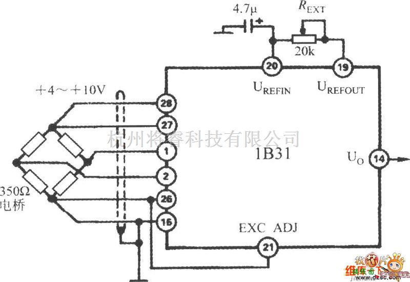 传感信号处理中的降低激励电压的（宽带应变信号调理器1B31）电路图  第1张