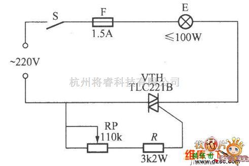 晶闸管控制中的最简单的双向晶闸管调光灯电路图  第1张