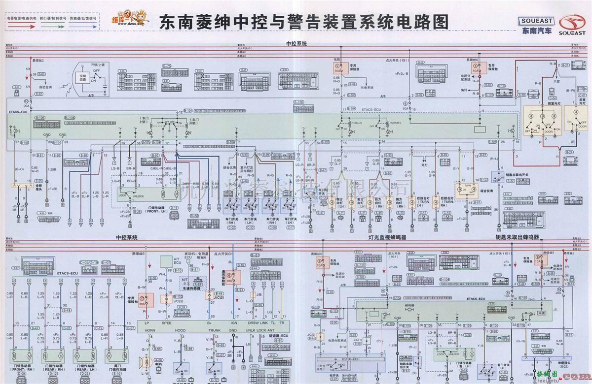 东南中的东南菱绅中控与警告装置系统电路图  第1张