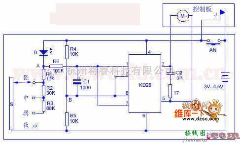 自动控制中的自动调光窗帘电路图  第1张