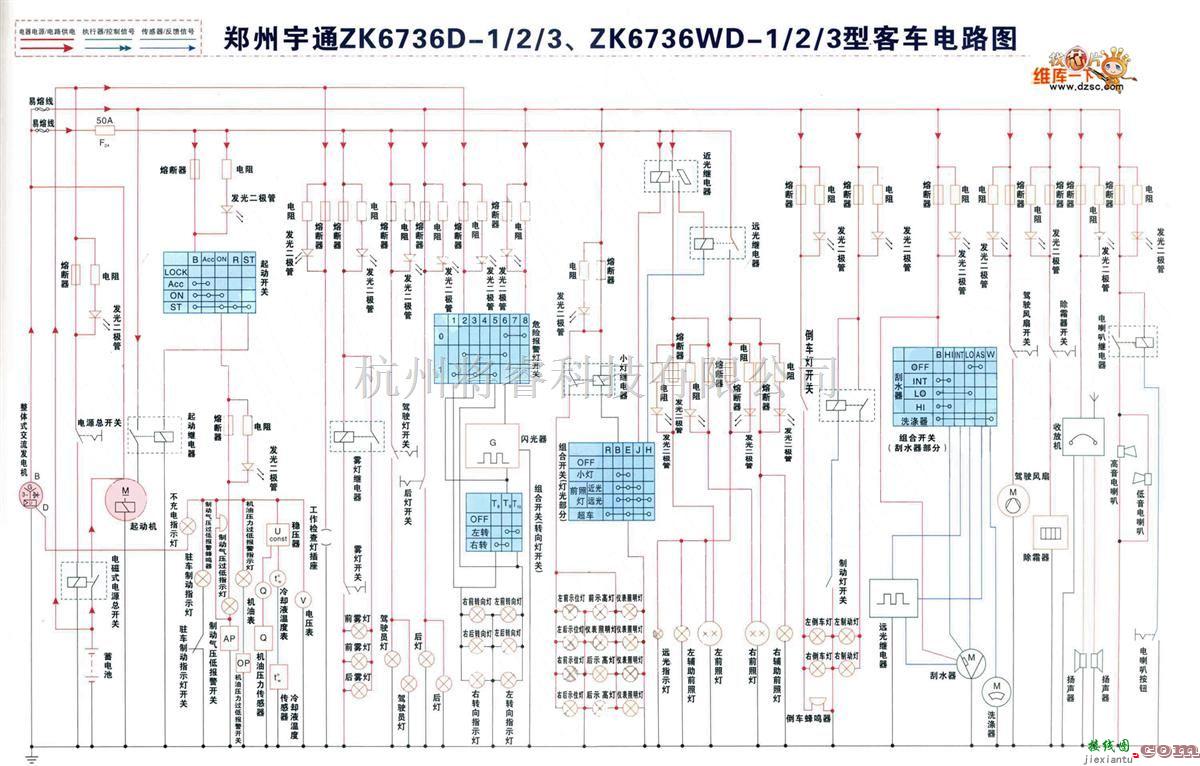 宇通中的郑州宇通ZK6736D-1、2、3、ZK6736WD-1、2、3型客车电路图  第1张