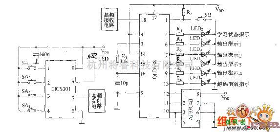 遥控发射中的HCS301编码器在无线电发射电路中的应用电路图  第1张