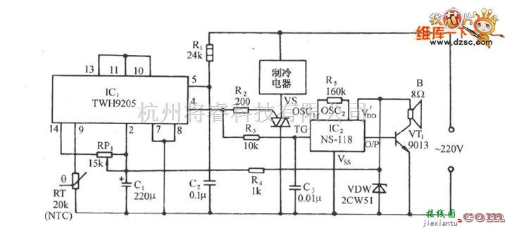 温控电路中的冷关断式温度控制电路图  第1张