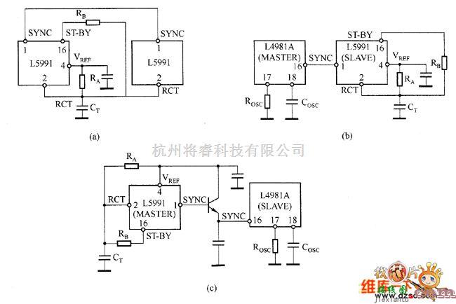 电子镇流器中的L5991的主从工作状态实例电路图  第1张