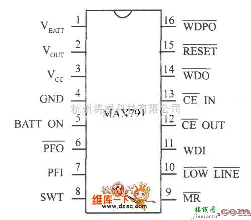 电源电路中的专用电压监视集成芯片MAX791电路图  第1张