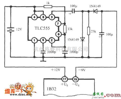 电源电路中的利用TLC555产生负电源电路图  第1张