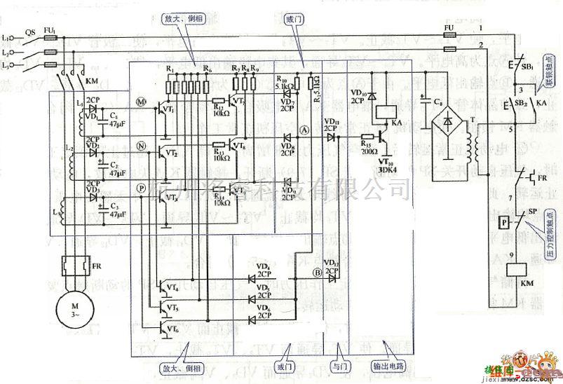 保护电路中的压缩机断相保护电路图  第1张