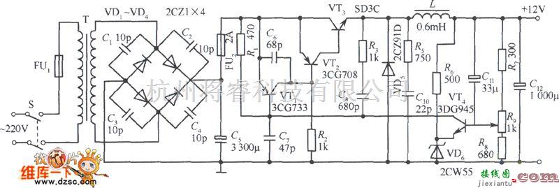 开关稳压电源中的晶体管开关稳压电源应用电路图  第1张