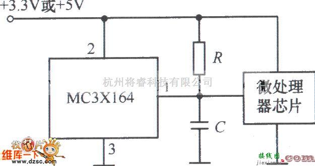 电源电路中的MC3X164系列构成复位电路图  第1张