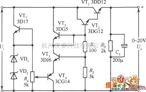 开关稳压电源中的0～20V稳压电源电路图  第1张