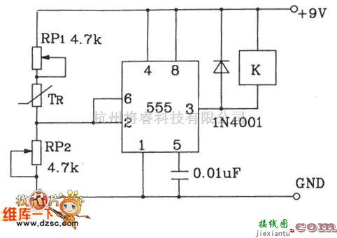 温控电路中的温度传感器构成温度控制电路图  第1张