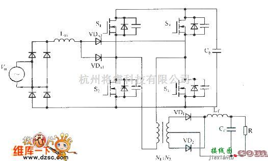 充电电路中的单级全桥PFC变换器电路图  第1张