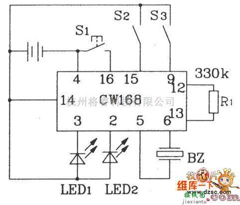 报警控制中的CW168新颖闪光报警集成电路图  第1张