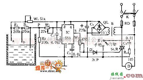 温控电路中的双向可控硅液位控制电路图  第1张