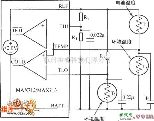 电源电路中的MAX712/MAX713的温度控制典型电路图  第1张