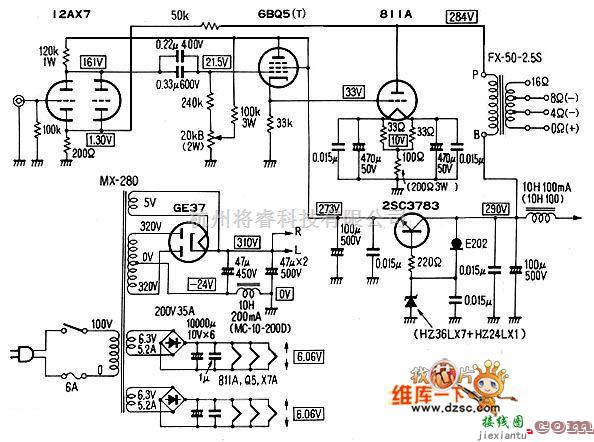 电子管功放中的811电子管功放电路图  第1张