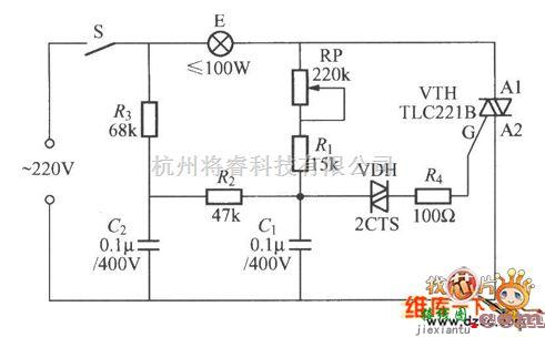 灯光控制中的双向晶闸管调光灯电路图  第1张