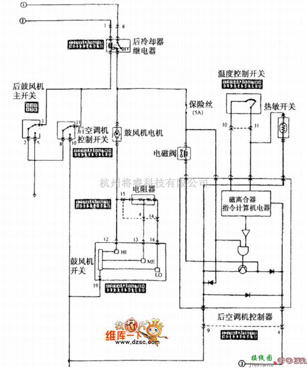 长丰汽车中的长丰猎豹越野空调系统（双）电路图  第1张