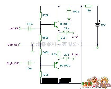 集成音频放大中的立体声驱动器电路图  第1张