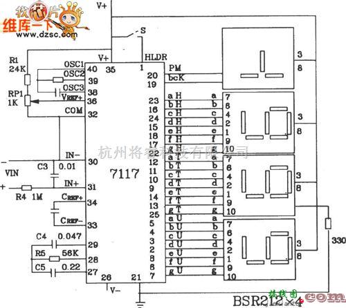 数字电路中的ICL7117组成的数字电压表电路图  第1张