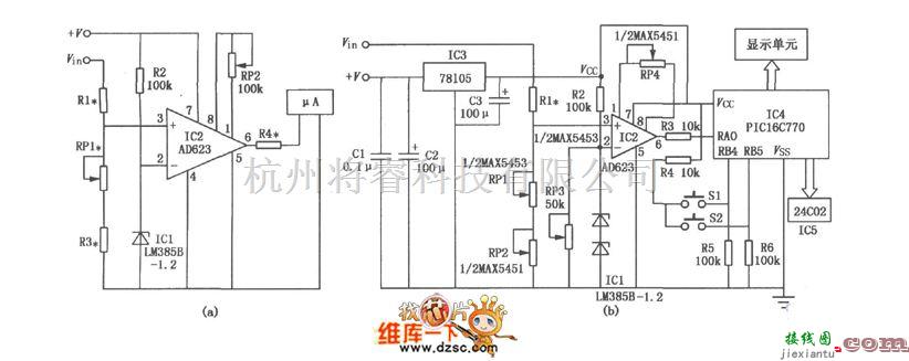 数字万用表电路中的采用放大器和高精度元器件的区间电压表电路图  第1张