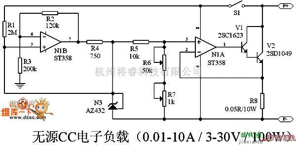 电源电路中的自制无源可调恒流电子负载电路图  第1张