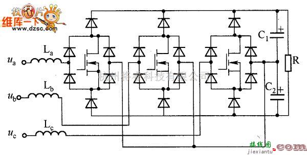 DC-DC中的三相三开关三电平Boost PFC转换器电路图  第1张