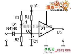 电源电路中的LM324应用作单稳态触发器电路图  第1张