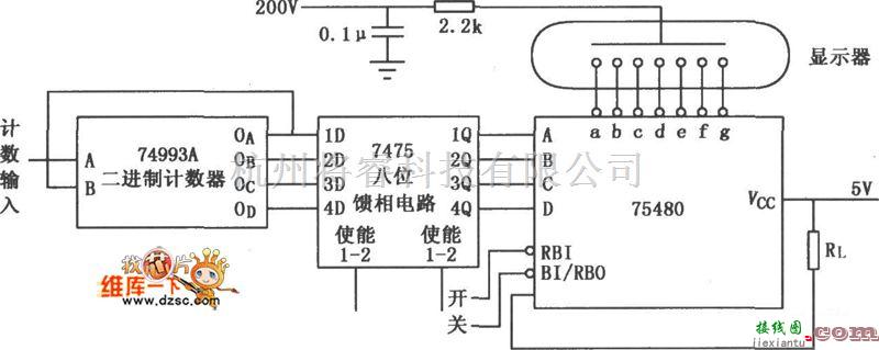 数字电路中的SN75480七段译码器/阴极驱动器电路图  第1张