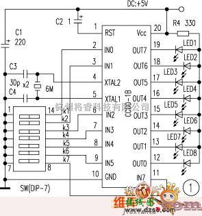 灯光控制中的新型彩灯花样控制专用集成电路CCDD-1B电路图  第1张