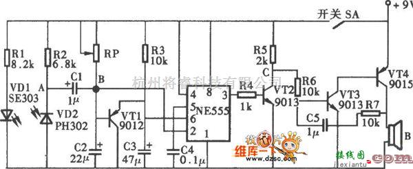 收割播种中的农用的小麦播种机颗粒堵塞报警器的电路图  第1张