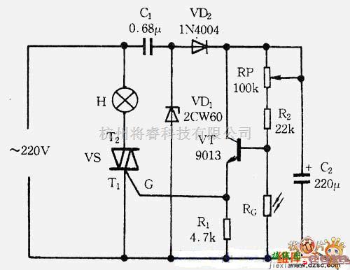 电源电路中的光控自动照明灯电路图  第1张