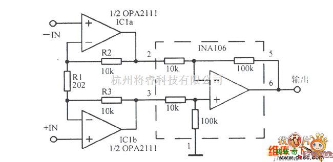 仪表放大器中的低成本高精度仪器放大电路图  第1张