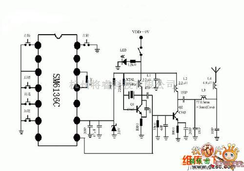 电源电路中的无线电遥控车发送原理电路图  第1张