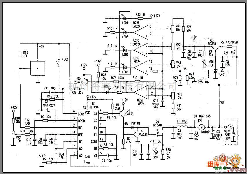 电机控制专区中的带电理显示有刷控制器线路图  第1张