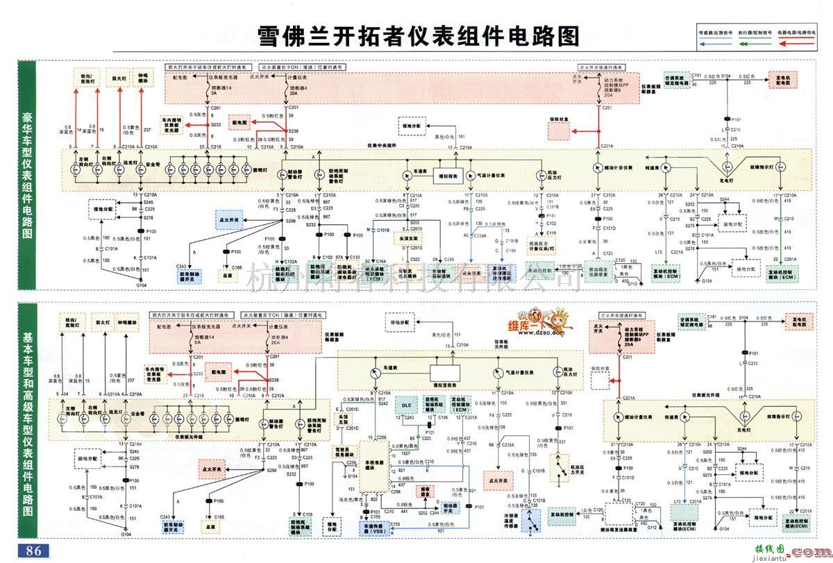 雪佛兰中的雪佛兰开拓者仪表组件电路图  第1张